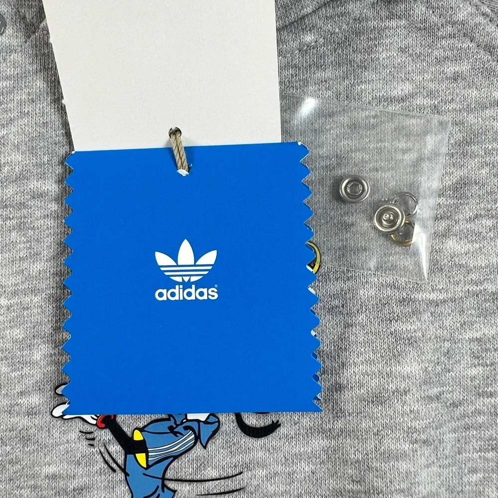 Adidas Hoodie Kids 18M Gray Red Disney Goofy Tennis Graphic Pullover Vintage NWT